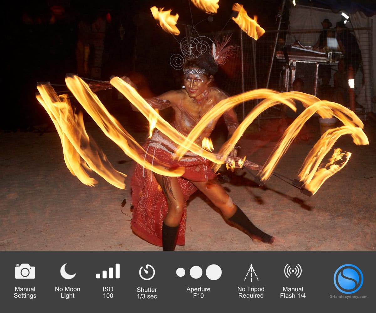 Infographic Photo Example Light Trails Night Fire Twirling Photo