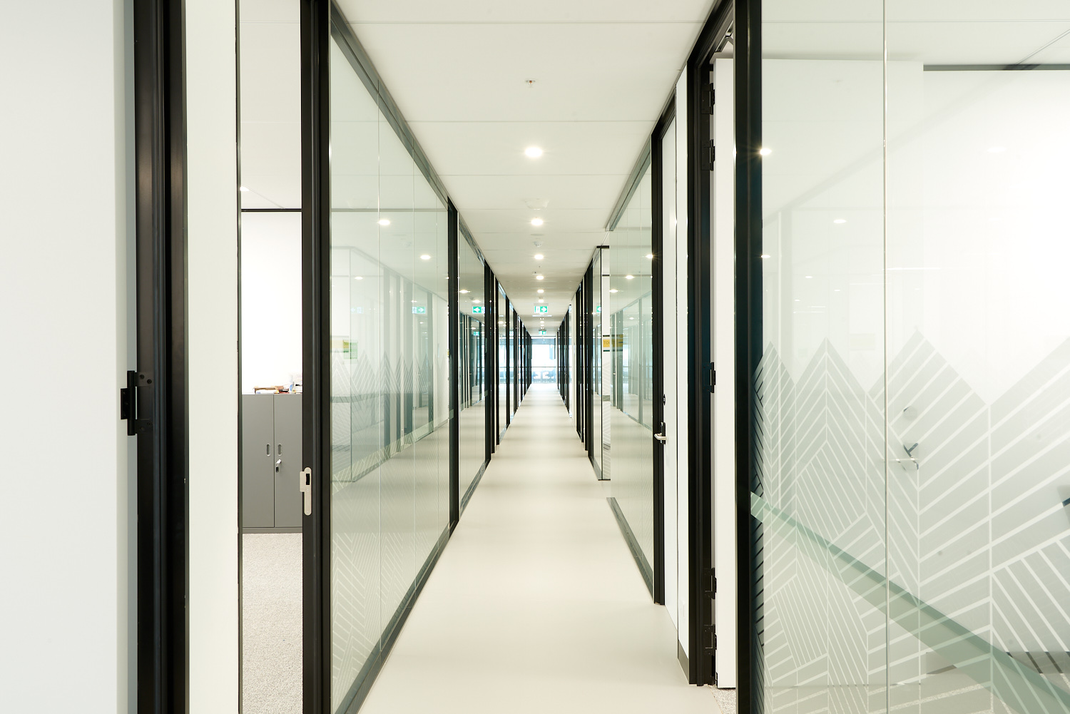 Interior Office Design Corridor with Office Suites Photo