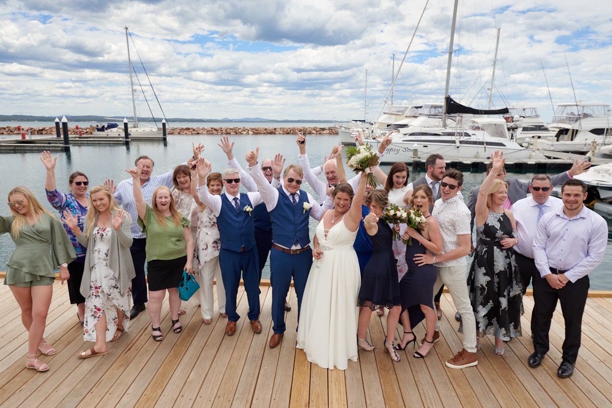Wedding Group outdoor marina photo
