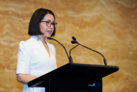 Corporate Photo of Hon Prue Car MP NSW Deputy Premier - delivering Keynote Speech Photography By orlandosydney.com