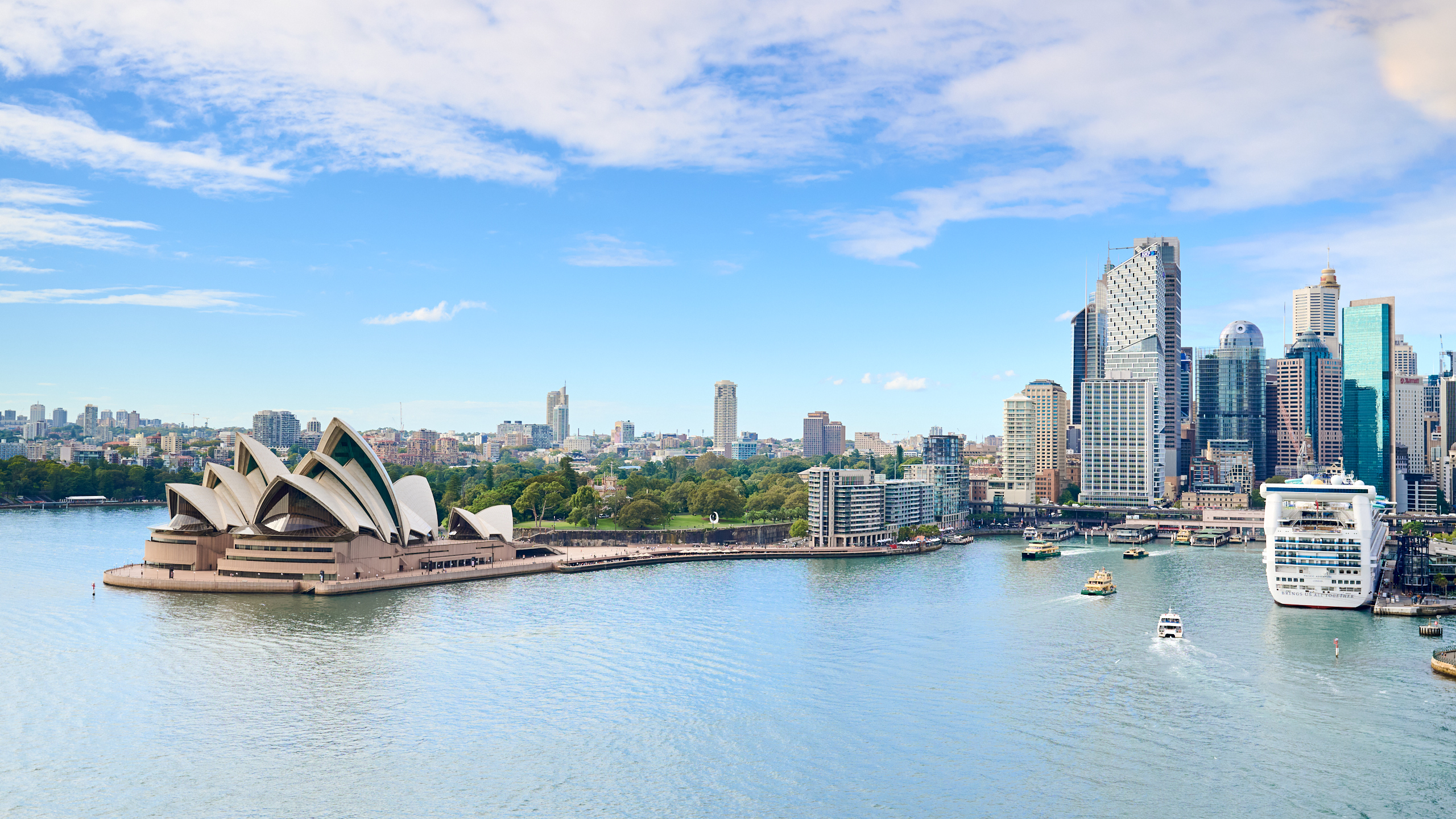 Sydney Harbour Australia. With Opera House and City Skyline, clear sunny day. Photo By Orlandosydney.com