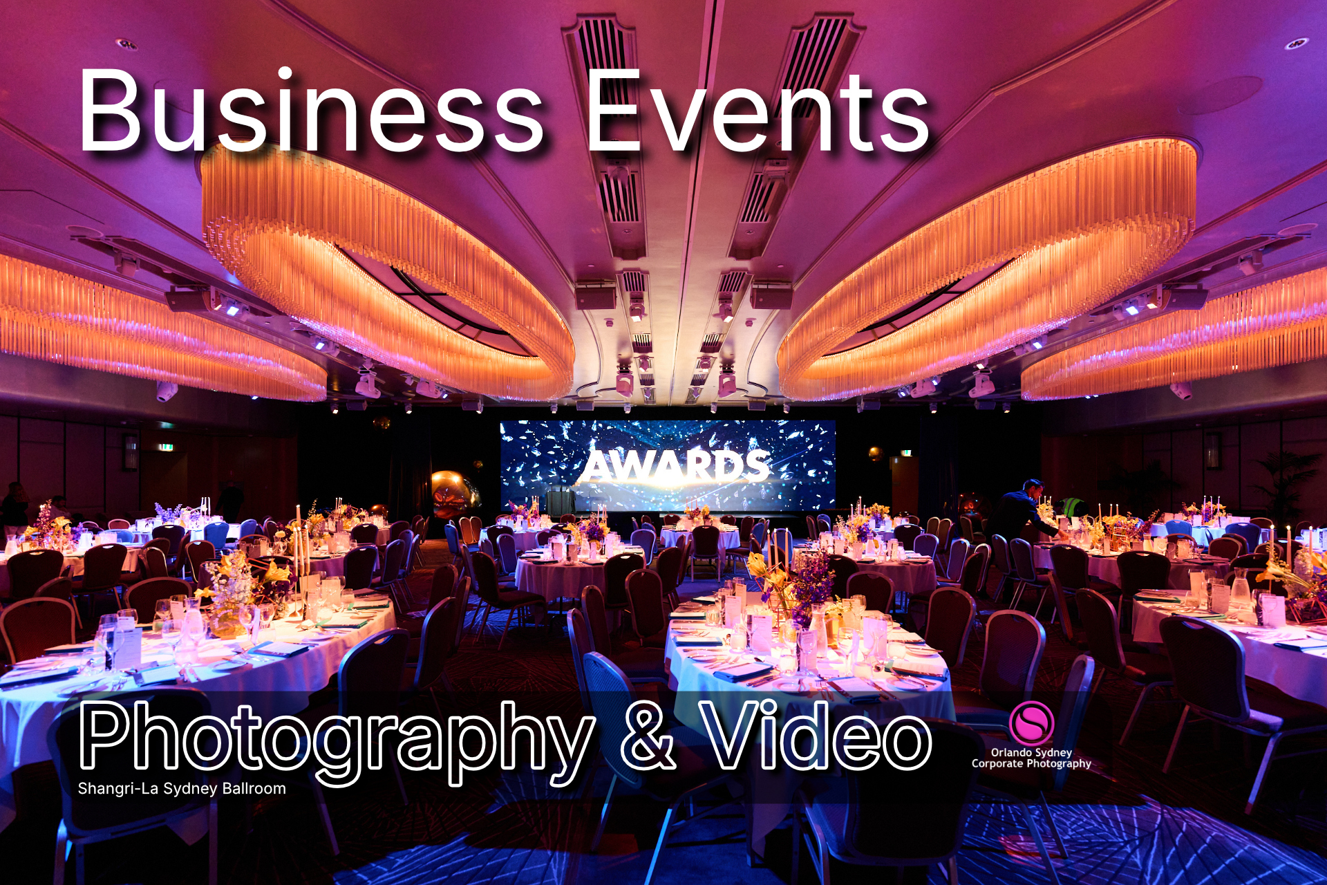 Event at Shangri-La Sydney, Awards Gala Dinner. Photography by Orlandosydney.com